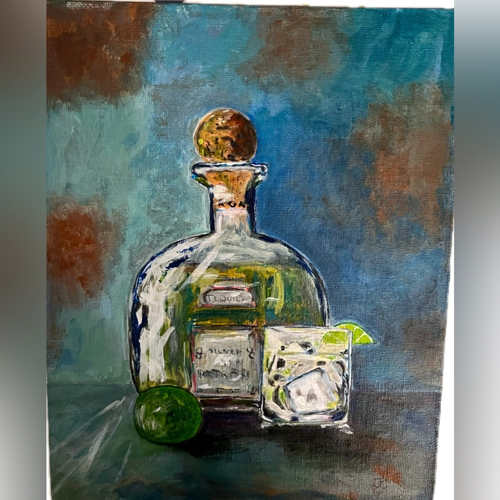 Original acrylic of tequila and lime, 8x10 flat canvas - Picture 2 of 7